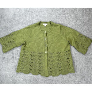 Dress Barn Woman’s Green Half Button Down Cardigan Size 14/16 Cozy Knit